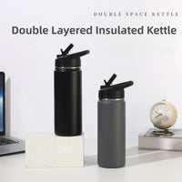 22oz Double Layered 304 Stainless Steel Vacuum Insulated Thermos Sports Water Cup Portable Outdoor Cycling Kettle