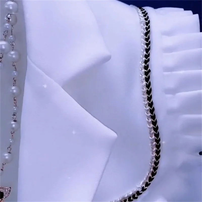 2025 Spring Autumn Suit Jacket Women's Blazer Fashion Mushroom Edge Suit Shawl Detachable Collar Sweet High End Korean Jacket