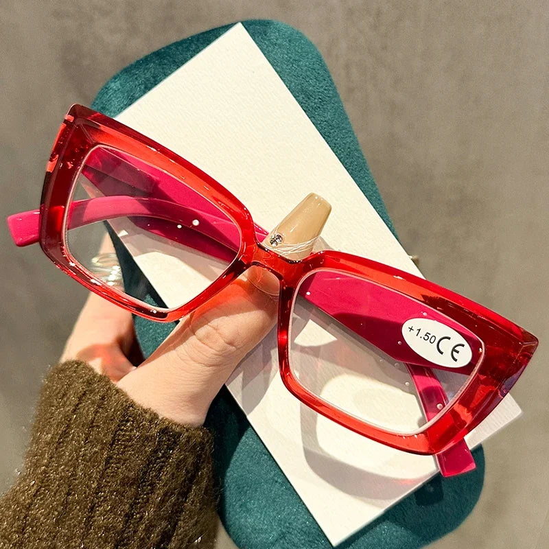 Men Women Small Square Frame Reading Glasses Fashionable Trendy Ultralight Presbyopia Retro HD Far Sight Eyeglasses Plus Diopter