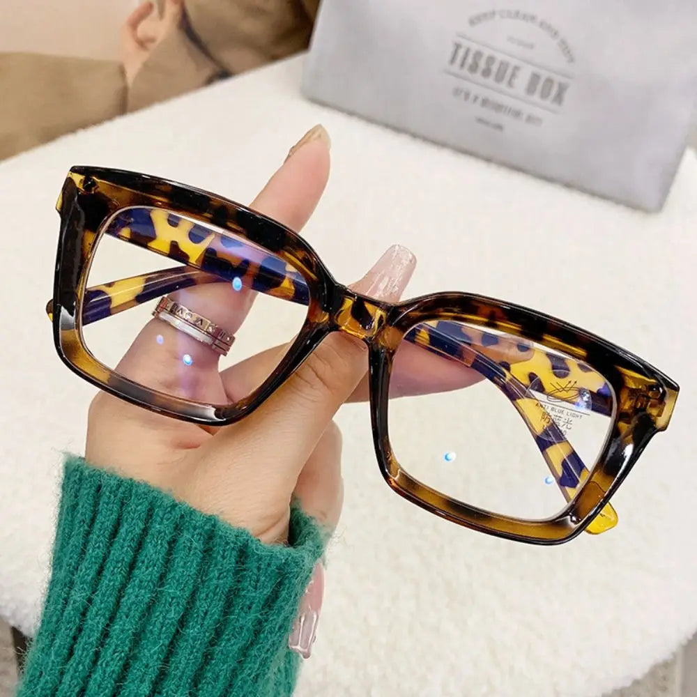2024 Oversized Square Glasses Anti Blue Light Glasses Large Frame Myopia Glasses Flat Light Glasses Transparent Eyeglasses
