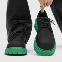 Men's Designer Derby Shoes Platform Sole Two-Tone Color Round Toe Elevator Casual Leather Shoes Ins Fashion Footwear Sneakers