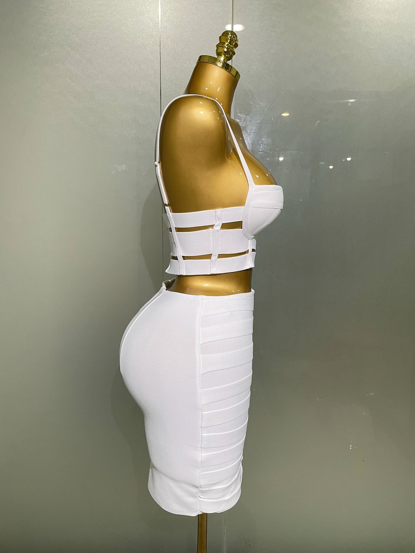 2025 New Arrival High Quality Women Sexy Bandage Tops Fashion Pencil Skirts Set Nightclub Party Celebrate Women's Set