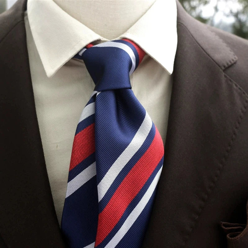 New Trendy Navy Brown Neckties For Men 7cm Formal Business Silk Neck Tie Shirt Suit Cravat Tuxedo Wedding Party Daily Wear Gifts