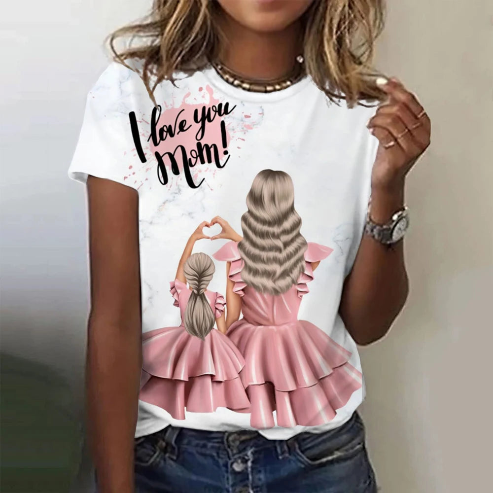 Mother's Day gift Top Women's T-shirt For Women The Best Mom 3D Printed T-Shirt Summer Casual Short Sleeve Women's Clothing