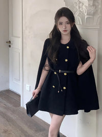 Double-breasted Elegant Woolen Coats For Women Korean Fashion Casual Cloak Overcoat Ladies Loose Jacket Female Outerwears Tops