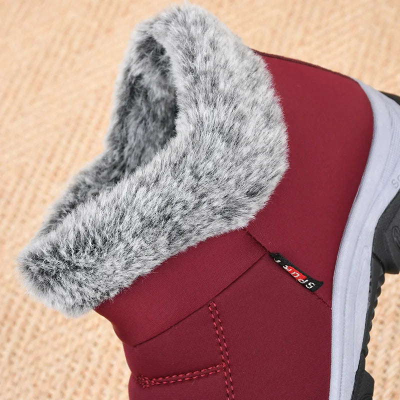 Women's Winter Shoes for Middle-Aged and Elderly Mothers, Non-Slip Women's Velvet Warm Grandma Fashion Snow Boots and Short Boots