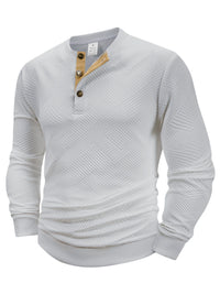Men's Long Sleeve Button Down T-Shirts Autumn Henley Collar Casual High Quality Crew Neck Hoodie Leisure Pullover Mens T Shirts