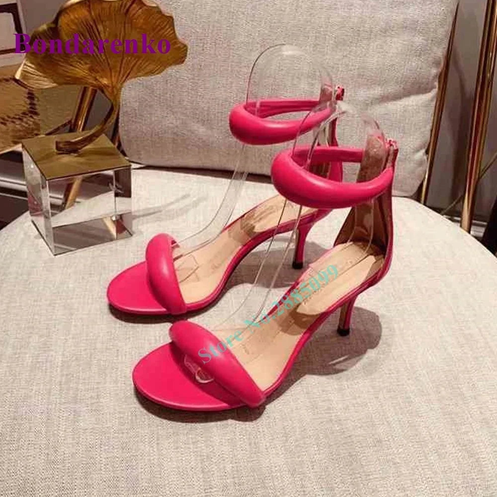 New Fshion Summer Women's Sandals Open Toe Ankle Strap Solid Stiletto Heel Hollow Sandals Women Shoes Party Dress Designer Shoe