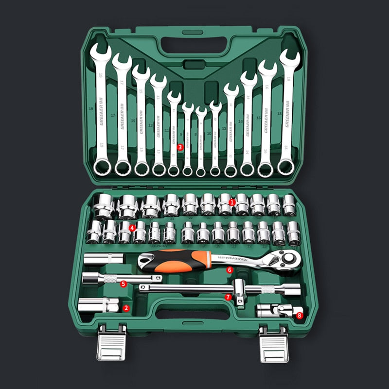 Professional Auto Repair Toolbox Kit Socket Wrench Ratchet Combination Complete Set of Multifunctional Tools and Accessories