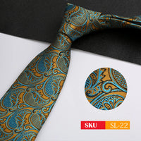 Luxury 8CM Mens Necktie Dark Green Color Dot Plaid Stripes Ties For Man Groom Jacquard Woven Neck Tie For Business Party