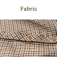 Shirt Women Brown Plaid Vintage Simple Elegant Female Long Sleeve Preppy Style Tops All-match Turn-down Collar Wooden-Buttons