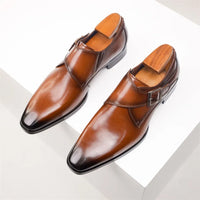 British Style Men's Shoes Genuine Leather Square Head Business Casual Shoes Buckle Cross Border Fashion
