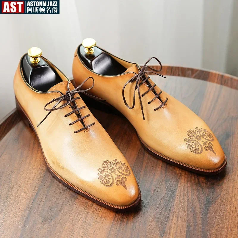 Luxury Italian Mens Dress Shoes Genuine Cow Leather Handmade Brand Quality New Elegant Wedding Social Business Oxfords Shoes Man
