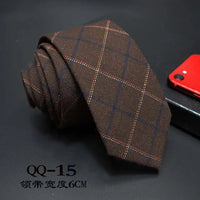 Mens Ties 6cm Classic Cotton Handmade Skinny Neck Ties for Men Striped Narrow Collar Slim Cashmere Tie Casual Plaid Tie For Man
