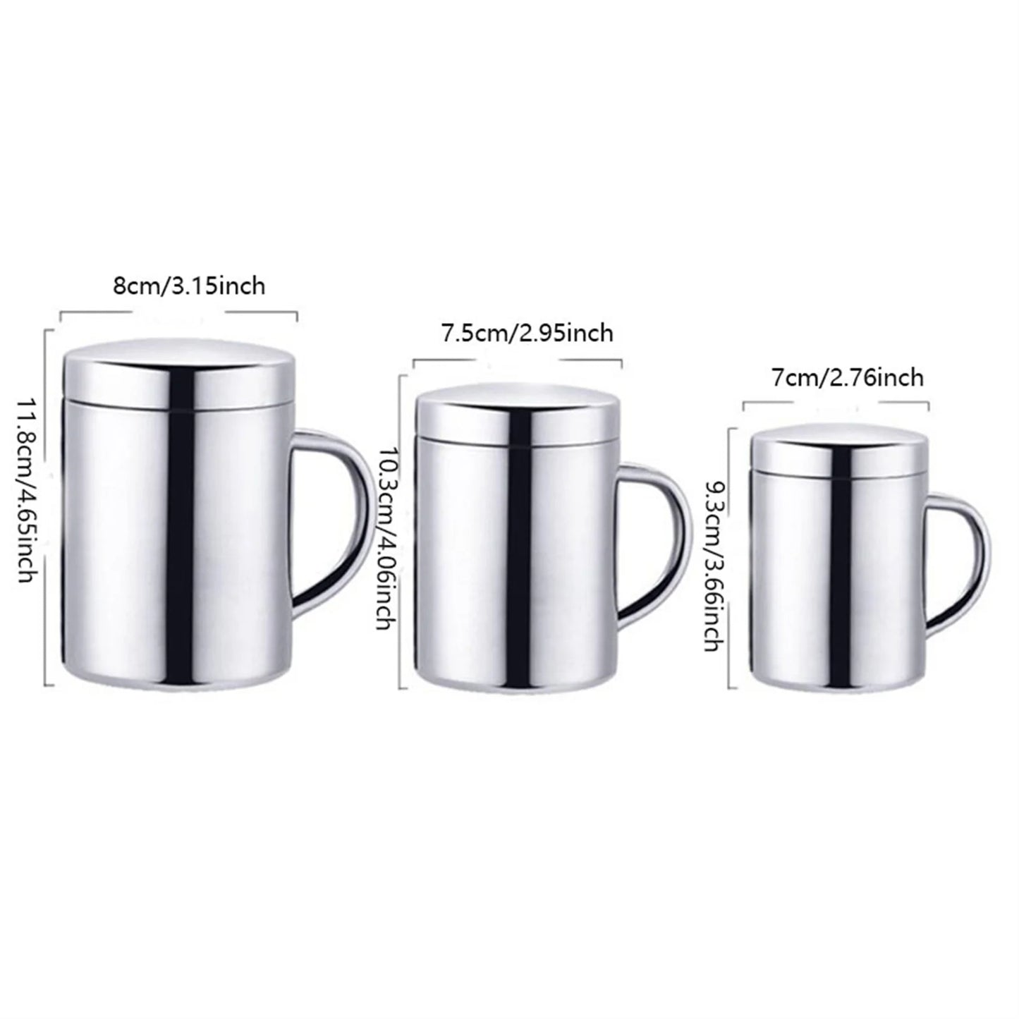 400/260/210ML 304 Stainless Steel Coffee Mug Double Insulation Drinking Cup Tea Cup with Lid