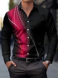 European and American style men's business casual long-sleeved shirt, twill print design shirt, versatile for everyday commuting
