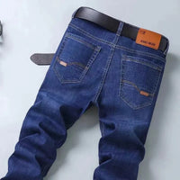 2025 Spring Autumn New Men's Jeans Casual Straight Stretch Fashion Classic Blue Black Work Denim Trousers Male Brand Clothing