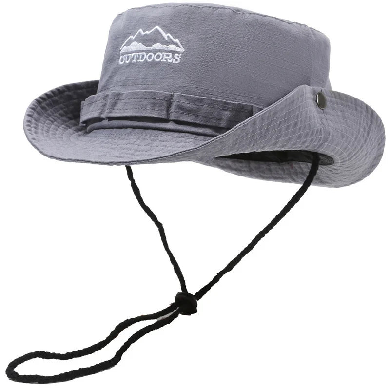 Sun Hats for Men Outdoor Camping Cap Wide Brim Flat Top Anti-UV Protection Women Letter Print Bucket Hat Summer Fisherman Caps