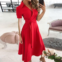 Sexy Women V-Neck Sexy Dresses Elegant Butterfly Print Long Sleeve Lace Up Wrap Midi Dress