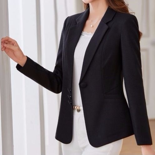 Elegant Women Autumn Blazer Casual Long Sleeve Professional Fashion Office Lady Business Slim Single Breasted Coats New