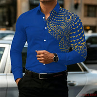 2026 New Men's Long-Sleeve Shirt, Fashionable Pattern Print, Slim Fit, European Size Business Casual Men's Top, Sizes XS-6XL