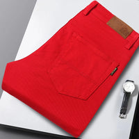 New High Quality Men's Trend Yellow Red White Jeans 2024 Spring Autumn Male High Waist Casual Pants Classic Brand Denim Trousers