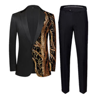 Red Sequin Blazer & Pants Set , Men's Shiny Party Outfit Suits for Weddings, Concerts & Festive Celebrations