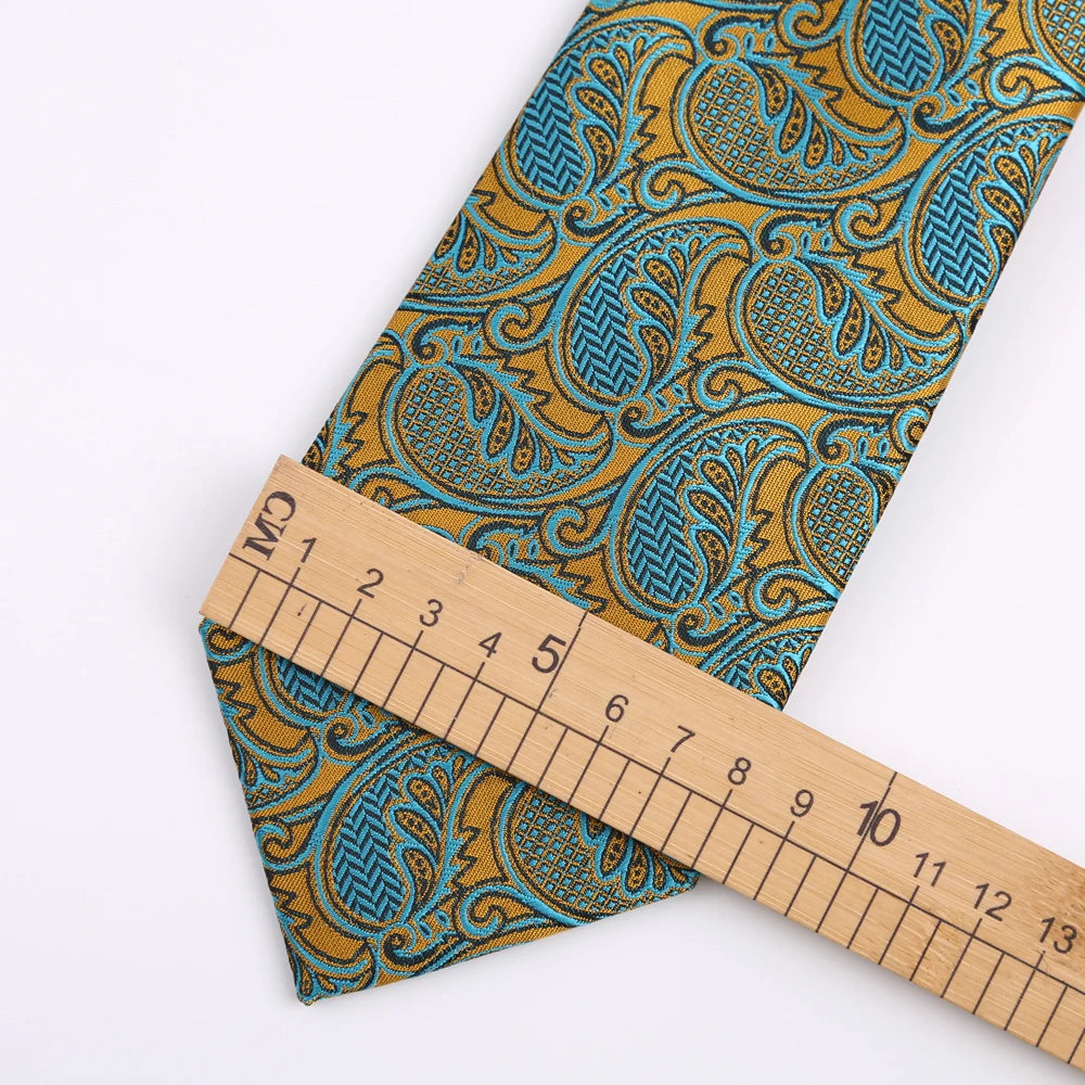 Luxury 8CM Mens Necktie Dark Green Color Dot Plaid Stripes Ties For Man Groom Jacquard Woven Neck Tie For Business Party