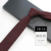 Classic 6cm Solid Navy Brown Neckties For Men Narrow Soft Cotton Neck Ties Casual White Tie Club Party Shirt Accessories Cravat