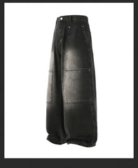 Men's Jeans Spring And Autumn Fashion Straight Tube Loose Washed Casual American Retro Original Color Wide Rivet Logging Pants