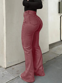 Men Jeans Boot Cut Solid Jean Wide Leg Denim Pant Distressed Washed Full Ankle Length Pockets Zipper Fly High Waist Basics