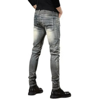 Broken Man Cowboy Pants with Holes Ripped Pockets Torn Tapered Jeans for Men Trousers Classic High Quality 2025 Trend Stacked Xs