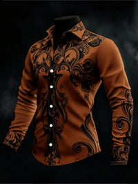 Men's Casual Long Sleeve Button up Shirt 3D Printed Ethnic Art Patterns Fashionable Comfortable Top