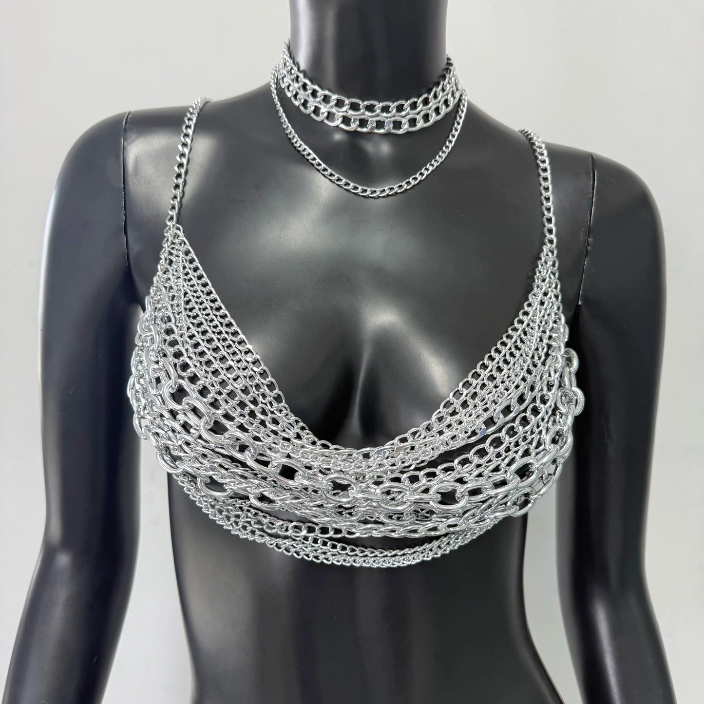 New Variety Of Body Chain Temperament White Pearl Suspender Silver Chain Top Metal Layered Fashionable Women's Clothing