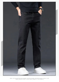 Male Brand Jeans Clothing Light Luxury Stretch Looes Fit Pants Comfortable Soft Business Fashion Straight Casual Denim Trousers