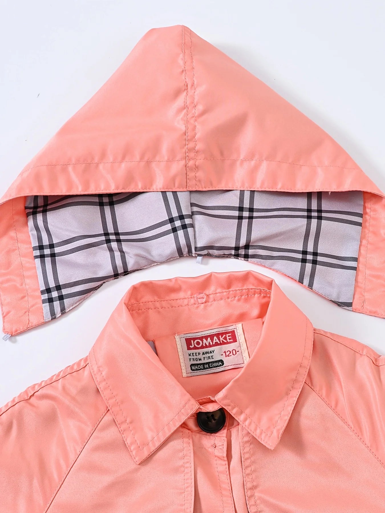Girls Button Hooded Jacket Solid Color Outwear Mid-Length Coats With Pockets Winter