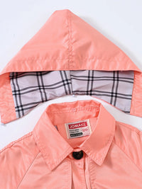 Girls Button Hooded Jacket Solid Color Outwear Mid-Length Coats With Pockets Winter
