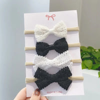 4Pcs/Set Flower Bows Headband Baby Hairband for Girl Children Elastic Hair Bands Soft Toddler Newborn Cute Hair Accessories Gift