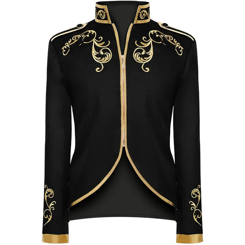 British Style Men Embroidered Flower Suit White / Blue / Red Male Wedding Dance Party Coat Singer Stage Performance Dress Blazer