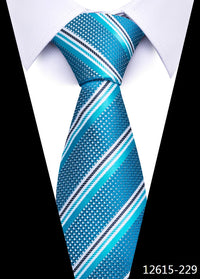 8 cm Tie Men Gravatas Classic Many Color Newest design Silk Necktie Shirt Accessories Striped Sky Blue Man's Office