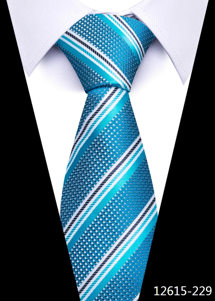 Newest Style 8 cm Necktie Man Blue Golden Striped Wedding Accessories Performance Tie Men Necktie Gravatas Fit Business