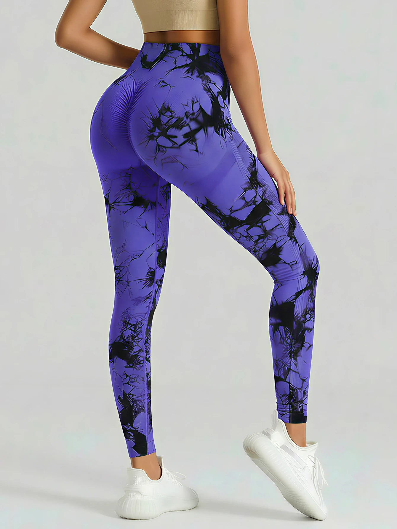 Seamless Tie-Dye Yoga Pants High Waist Peach Booty Leggings for Women - Print Workout Tights Butt Lifting Fitness Cross-Border