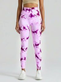 Seamless Tie-Dye Yoga Pants High Waist Peach Booty Leggings for Women - Print Workout Tights Butt Lifting Fitness Cross-Border