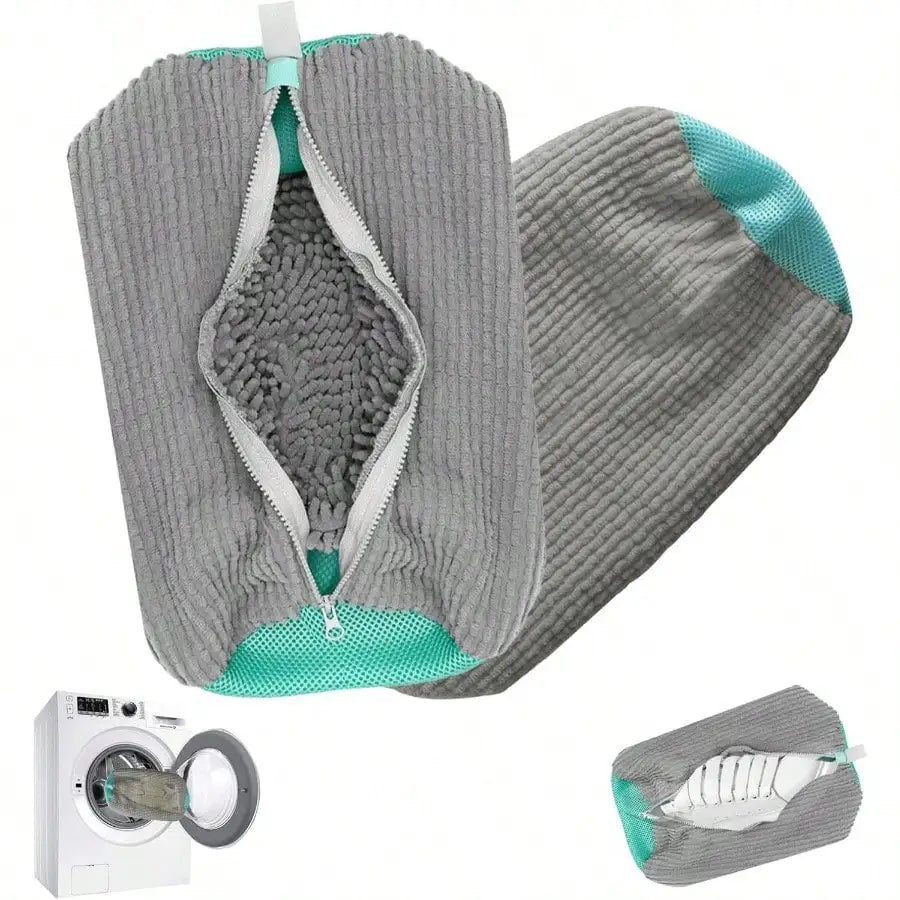 Machine Washable Shoe Washing & Drying Bag with Soft Fiber - Durable Polyester Laundry Protector for Shoes Adjustable Strap