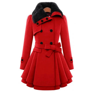 New Women 's Woolen Jacket Fashion Women 's Wear Slim Fit Long Double-Breasted Woolen Coat Women 's Windbreaker