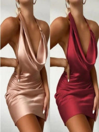 Woman Summer Club Sexy 2023 Bodycon Party Lady Satin Stylish Silk Night Ruched Slip Fashion Fitted Sleeveless Midi Dress