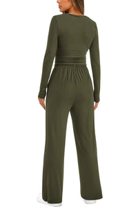 2025 autumn/winter asymmetrical design casual suit women's long sleeved wide leg pants multi occasion sportswear