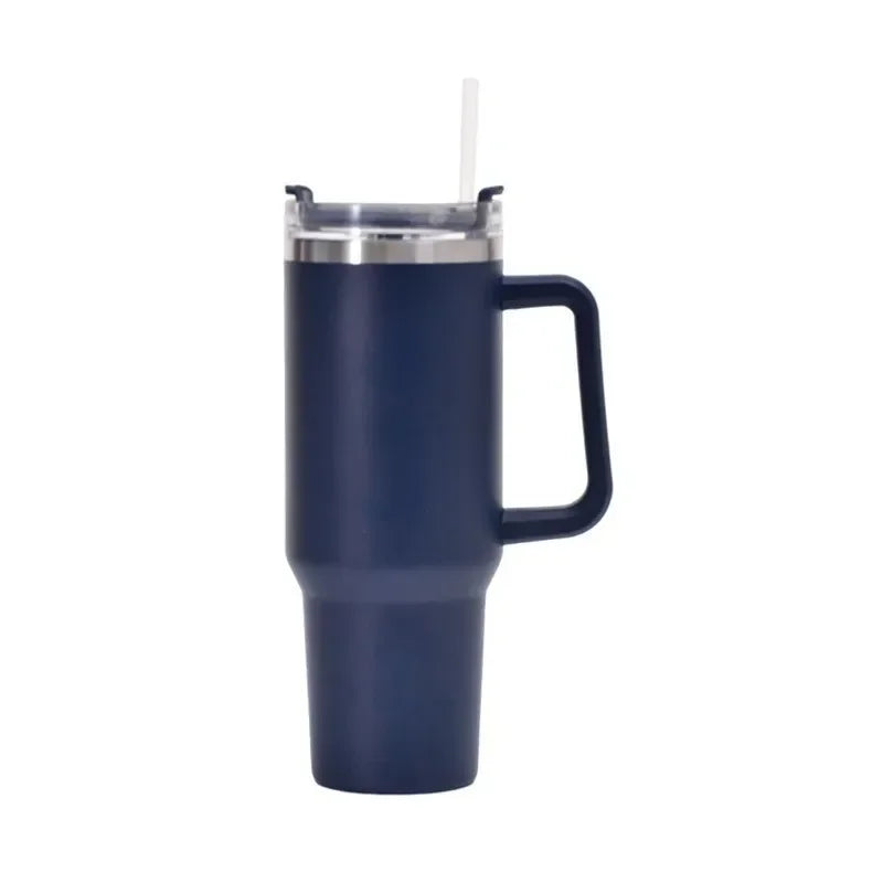40oz Stainless Steel Car Cup Large Capacity Water Cup with Handle and Straw Double-walled Insulated Travel Mug Holiday Gifts