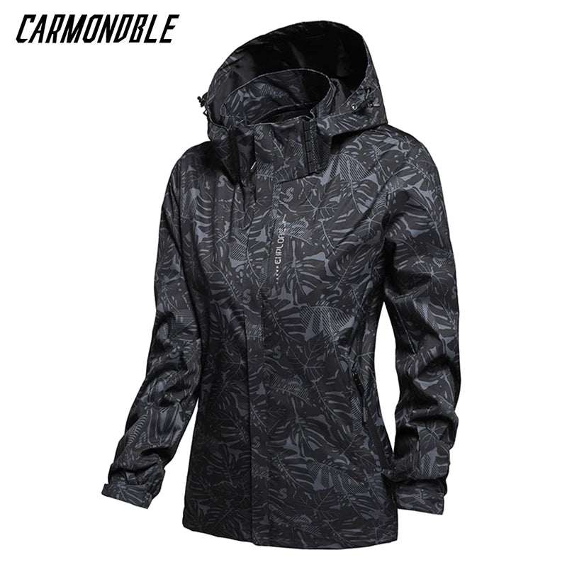 CARMONDBLE Hiking Sport Hooded Coat Womens Waterproof Jacket Travel Climbing Camping Casual Outwear Abrigo De Mujer Impermeable