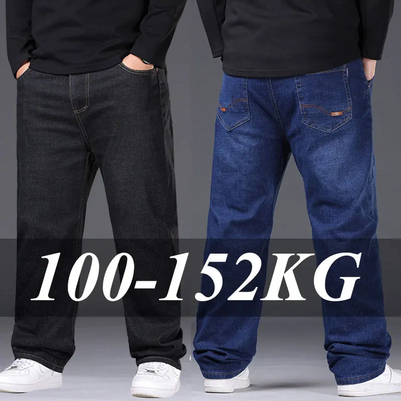 Plus Size Men's Jeans 42-50 High Stretch Denim Fabric Large Size Pants for 45-150kg Jeans Hombre Wide Leg Jeans Pantalon Homme